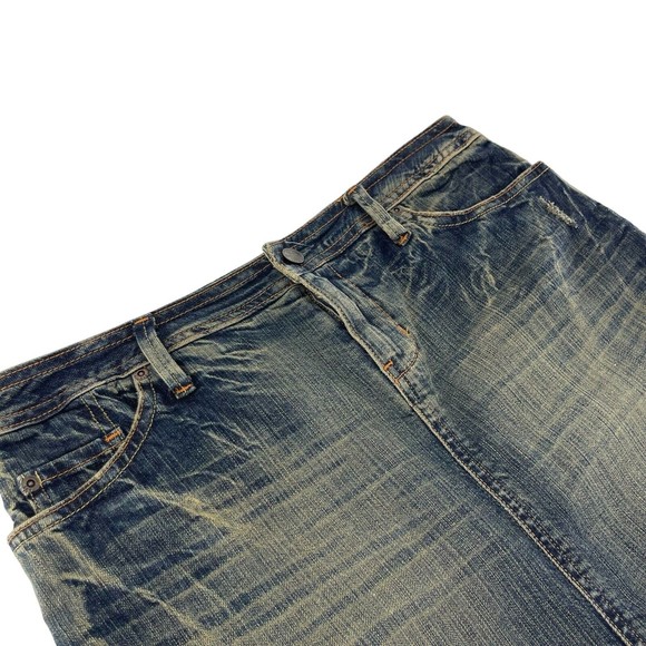 575 Denim Womens 30 Distressed Boho Frayed Hem Denim Jean Straight Skirt - Picture 3 of 8